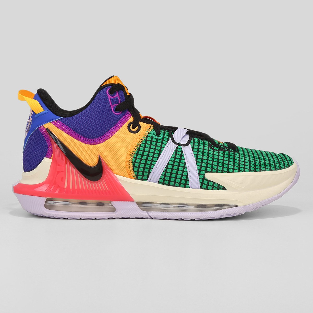 Miniatura Tênis NBA Nike Lebron Witness VII Masculino Roxo+Verde - 38