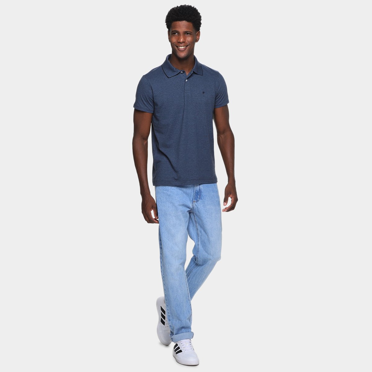 Miniatura Camisa Polo Pierre Cardin Meia Malha Masculina Azul Escuro - G