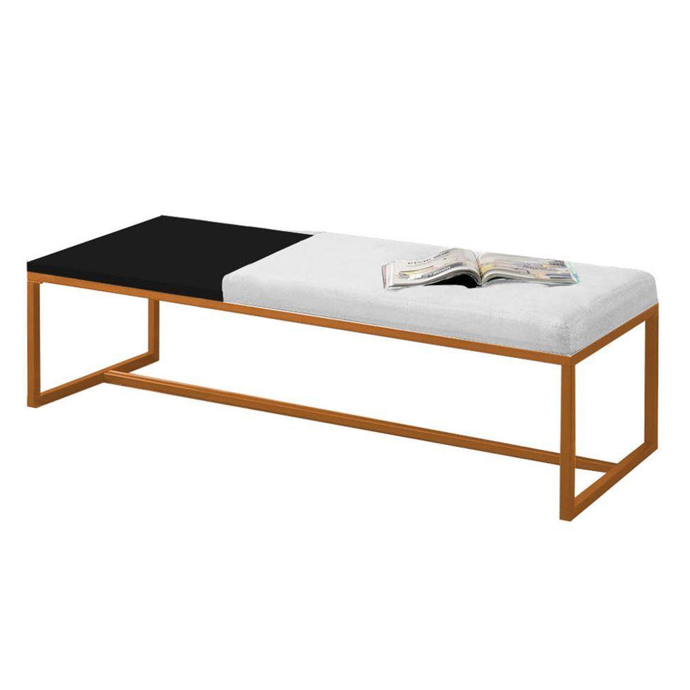 Miniatura Calçadeira Recamier Londres 140cm Bronze Suede Branco Mdf Preto - Ahazzo Móveis