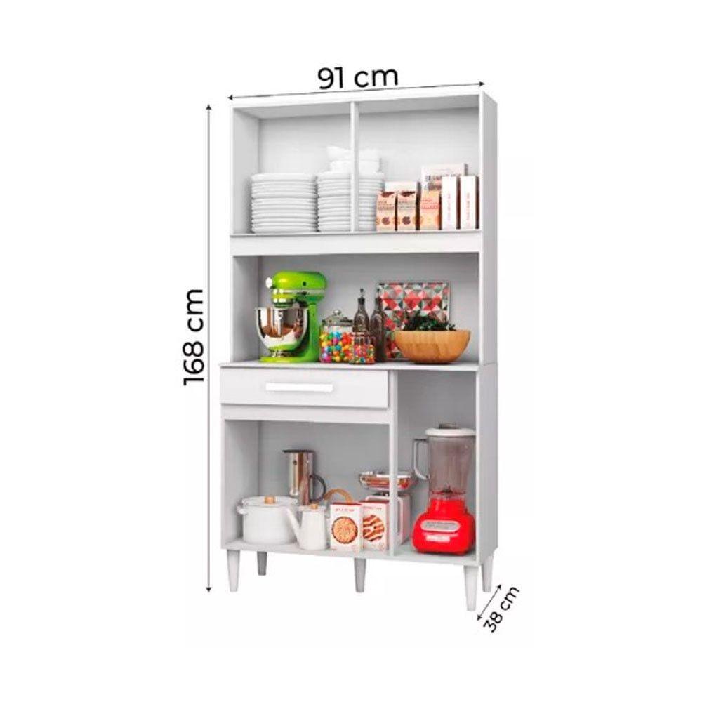 Miniatura Armário De Cozinha Com 4 Portas E 1 Gaveta Manu Branco
