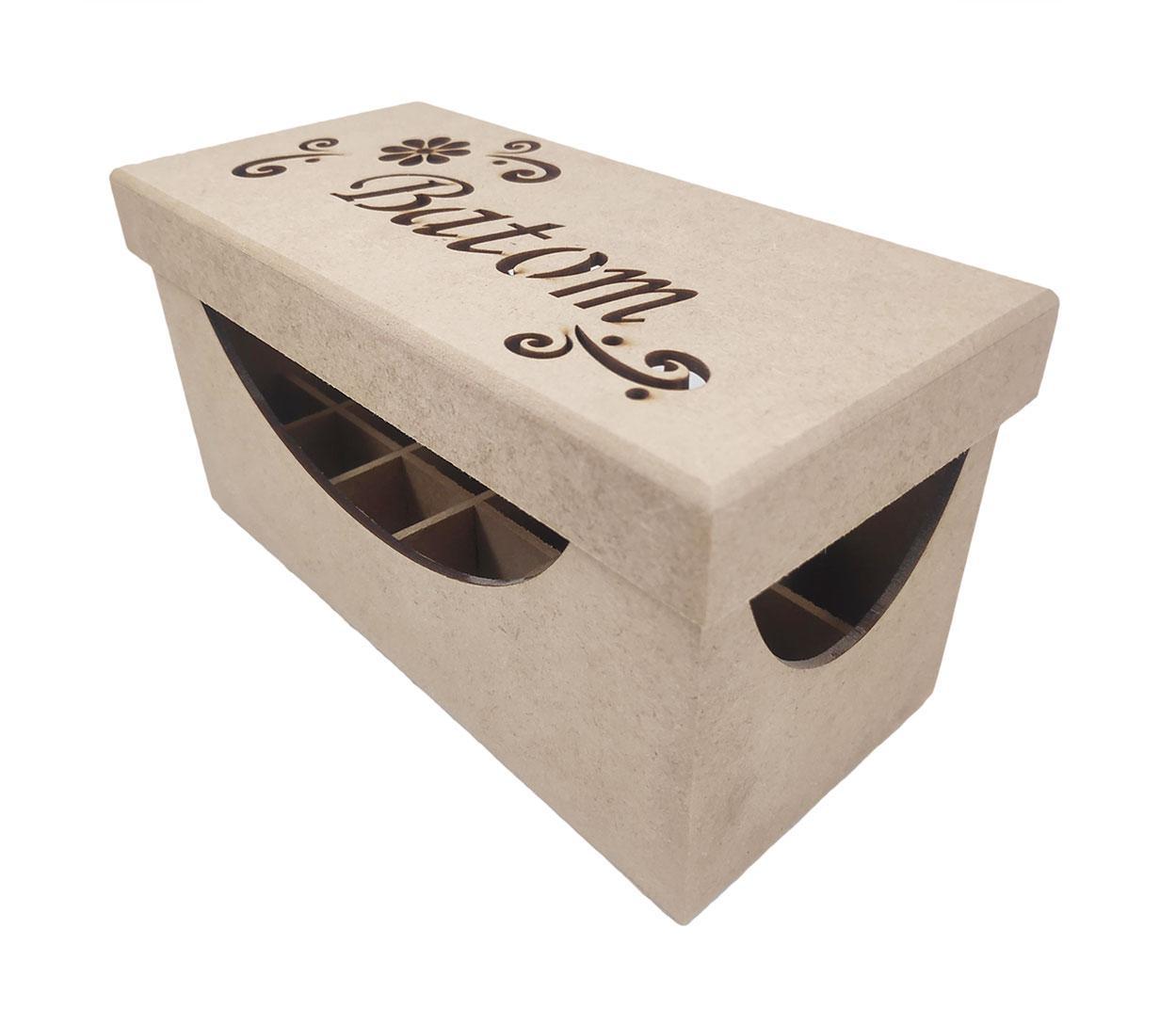 Miniatura Porta Batom Caixa Retangular Mdf Laser Divisória 18 Batons