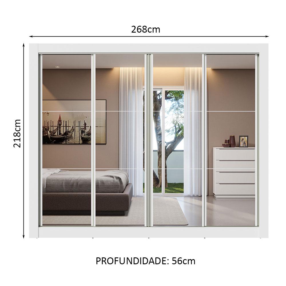 Miniatura Guarda-Roupa Madesa Montana 4 Portas de Correr de Espelho - Branco Branco