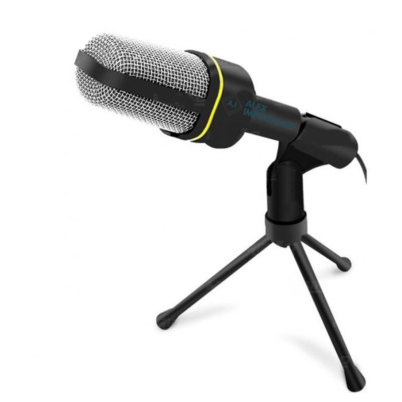 Miniatura Microfone Locutor Condensador Youtuber Com Tripé Top