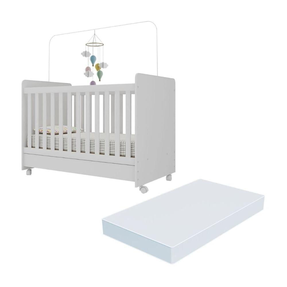 Miniatura Berço Americano 3 Em 1 Com Colchão Incluso E Rodízios Bambino Multimóveis Branco