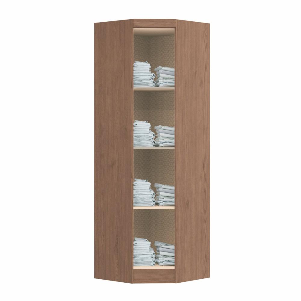 Miniatura Armário Guarda Roupa de Canto Oblíquo 1 Porta Infinity Móveis Castro Macadâmia/Blush Line
