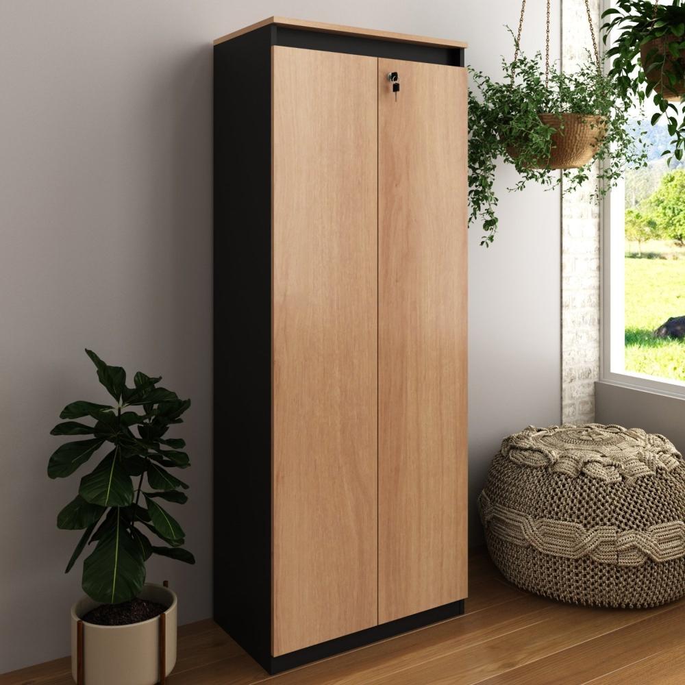 Miniatura Armário Alto com 2 Portas Para Escritório ME4151 Amêndoa/Preto