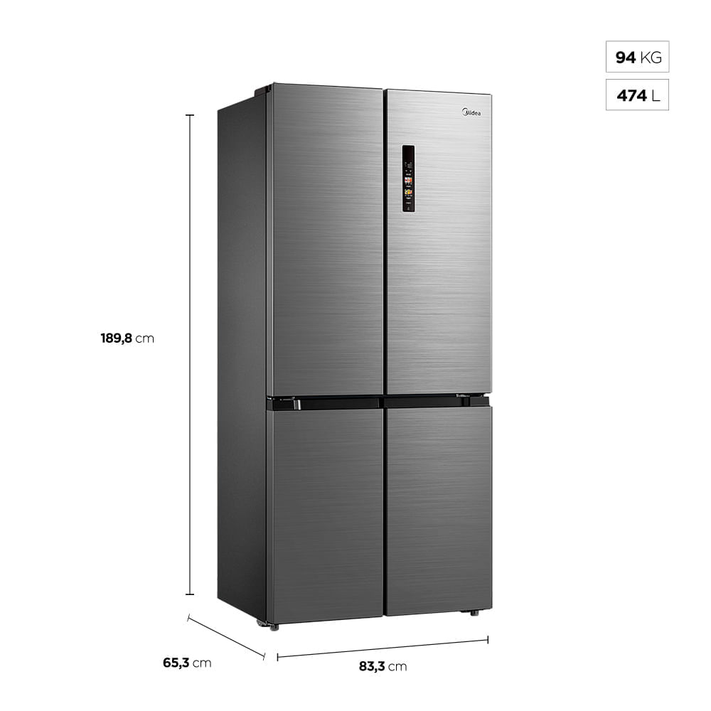Miniatura Refrigerador Inverse Midea de 04 Portas Frost Free com 474 Litros Inox - MDRF691FGD463