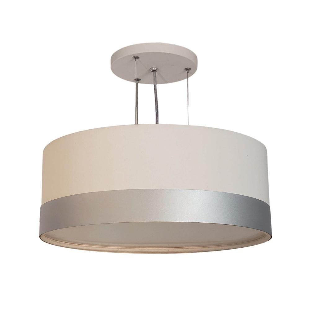 Miniatura Luminária de Teto Pendente Tom Luz Iluminação Branco/Faixa Prata