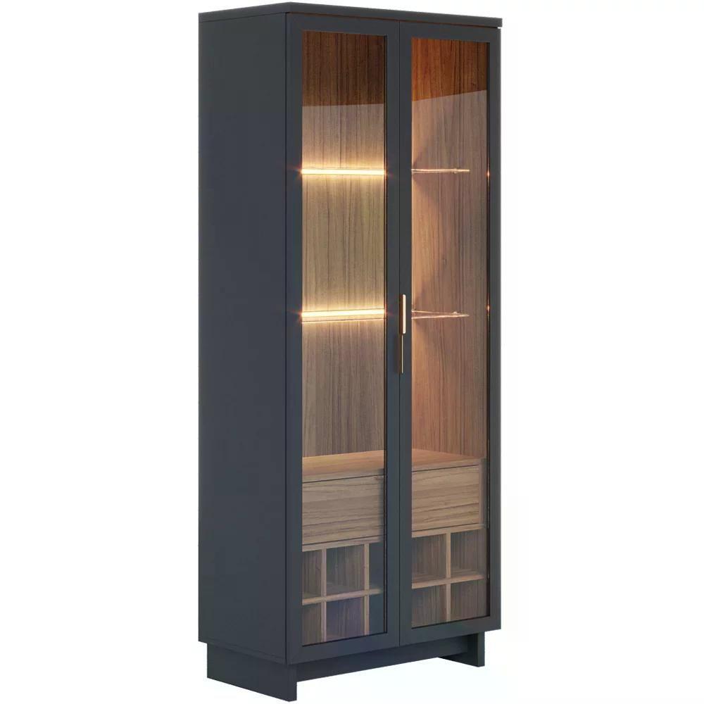 Miniatura Cristaleira 2 Portas 1 Gaveta Preto Noce Milano Clb Preto No