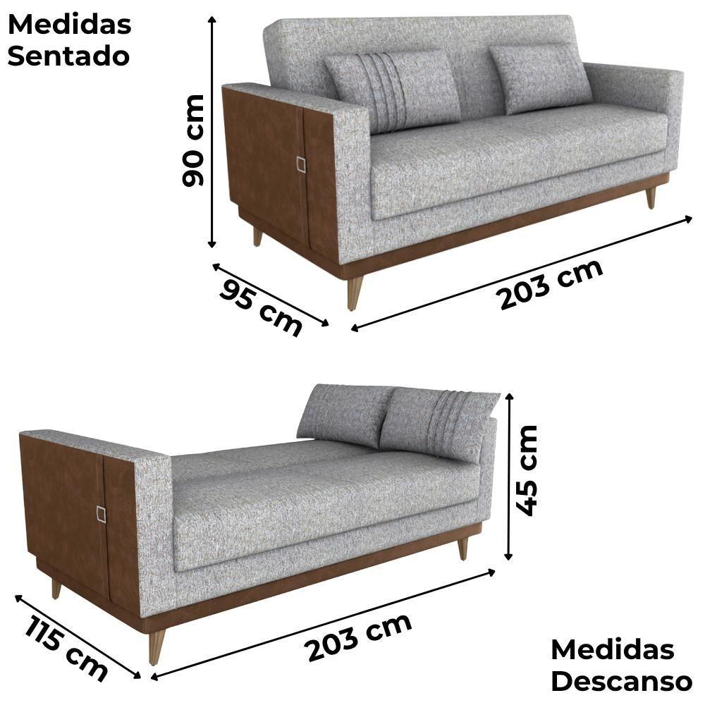 Miniatura Sofa Cama 2 Lugares 203 Cm Linho Plano Milenum Corino Whisk Milani Store Palha