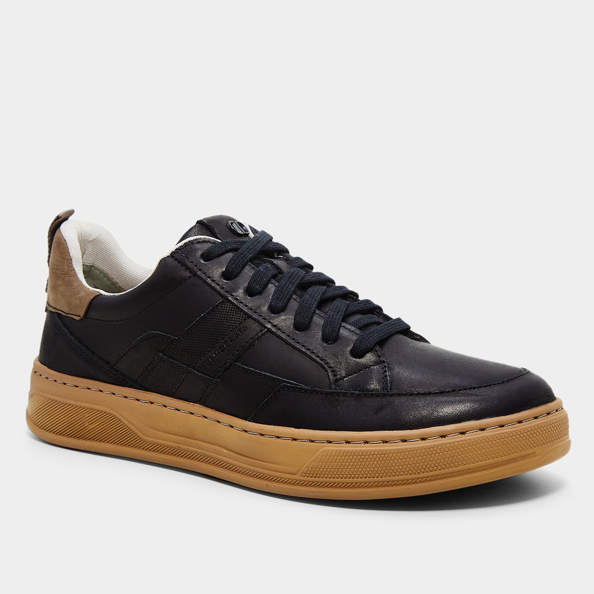 Miniatura Tênis Couro Democrata Bold Masculino Preto+Marrom - 38