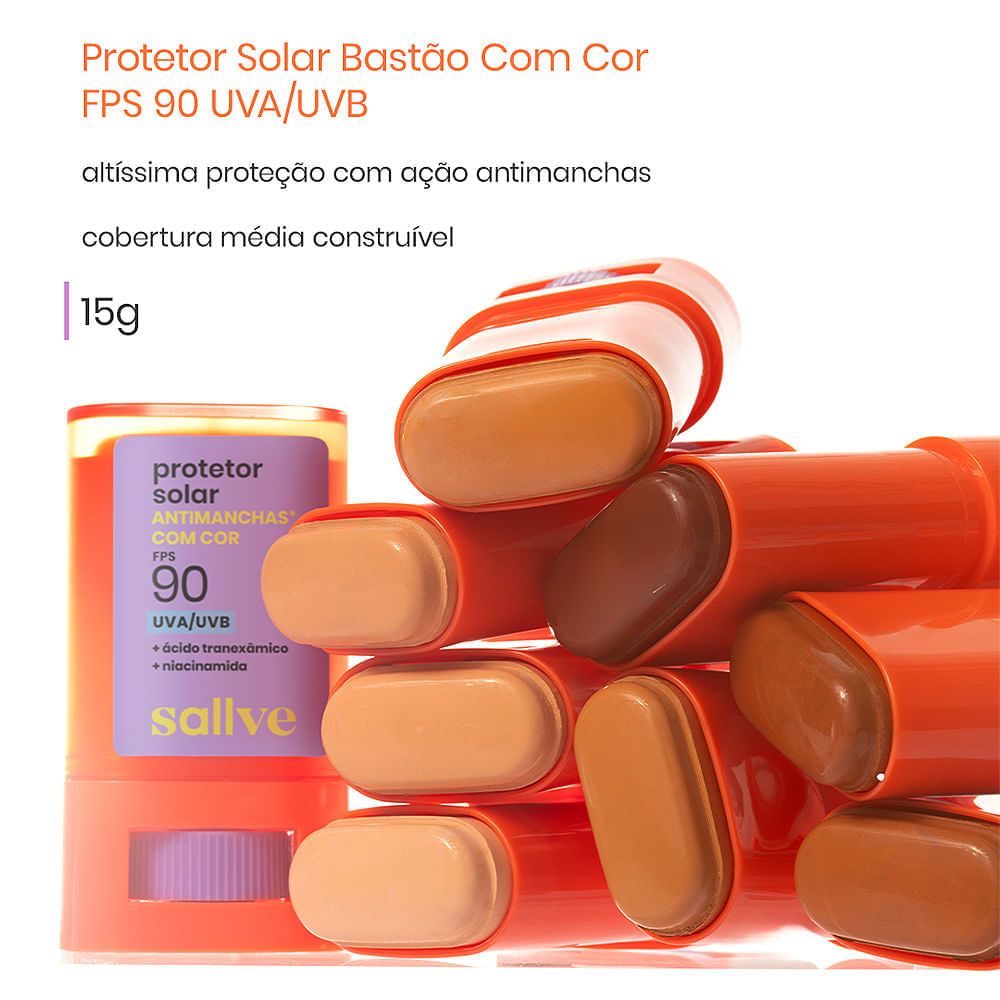 Miniatura Protetor Solar Bastão Sallve Antimanchas com Cor Fps 90 Cor 1