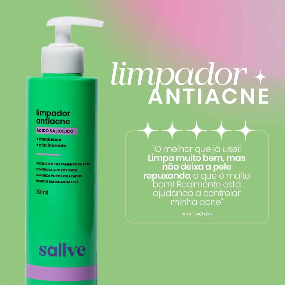 Miniatura Gel Espuma Limpador Facial Antiacne Sallve 300ml