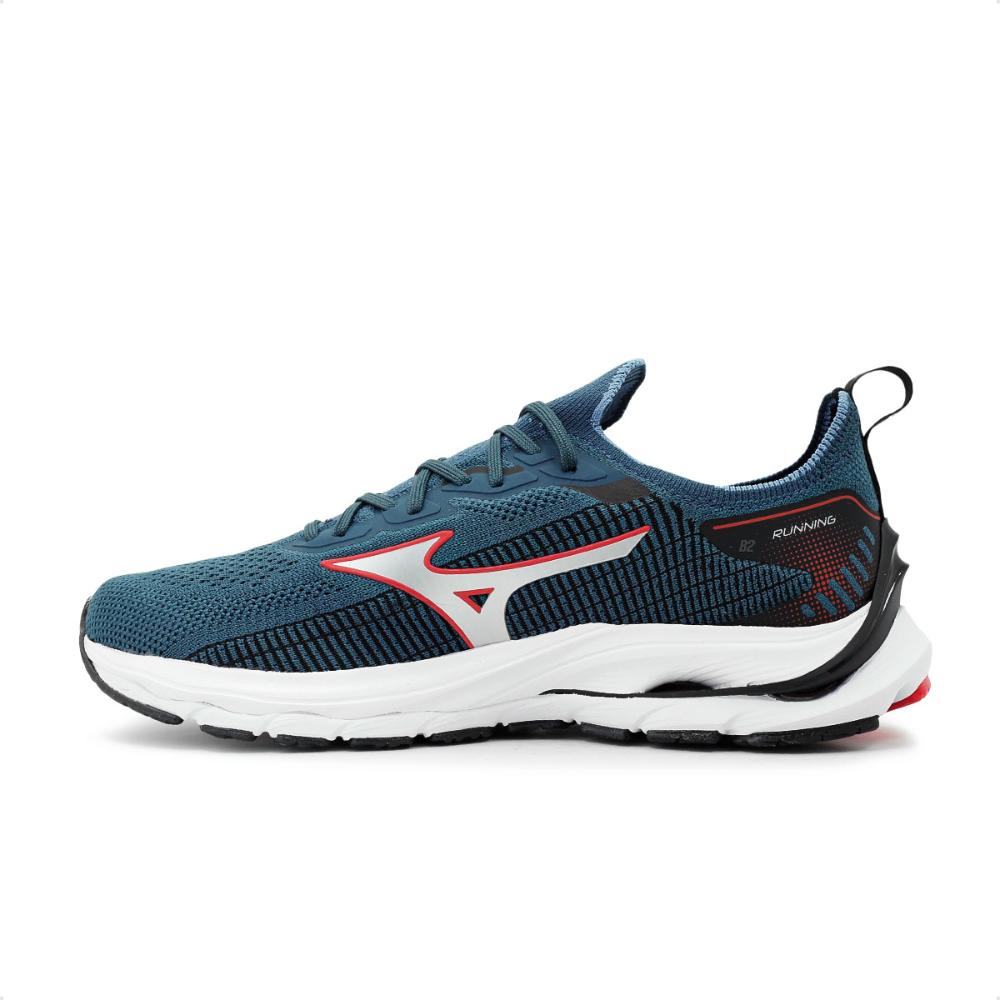 Miniatura Tênis Mizuno Wave Mirai 5 Masculino + 3 Pares de Meias Azul / Petróleo - 38
