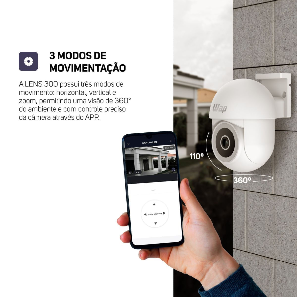 CÂMERA DE SEGURANÇA WIFI WAP 360° 3MP LENS 300 BIVOLT