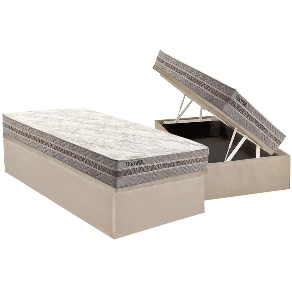 Miniatura Cama Box Baú King: Colchão Molas Paropas Masterpocket Ensacadas Texture + Base Clean(193X203)