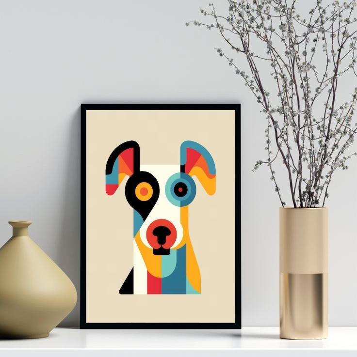 Quadro Arte Cachorro - Bauhaus 45X34Cm