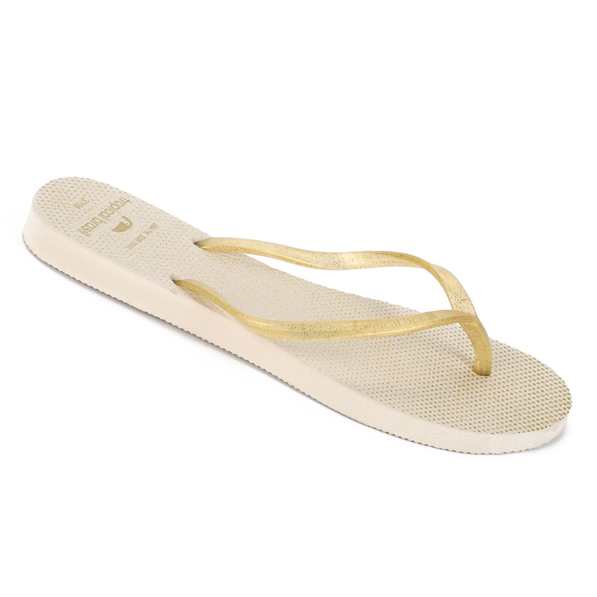 Miniatura Kit Chinelo Tropical Brasil Estampado Slim Feminino Dourado - 33/34