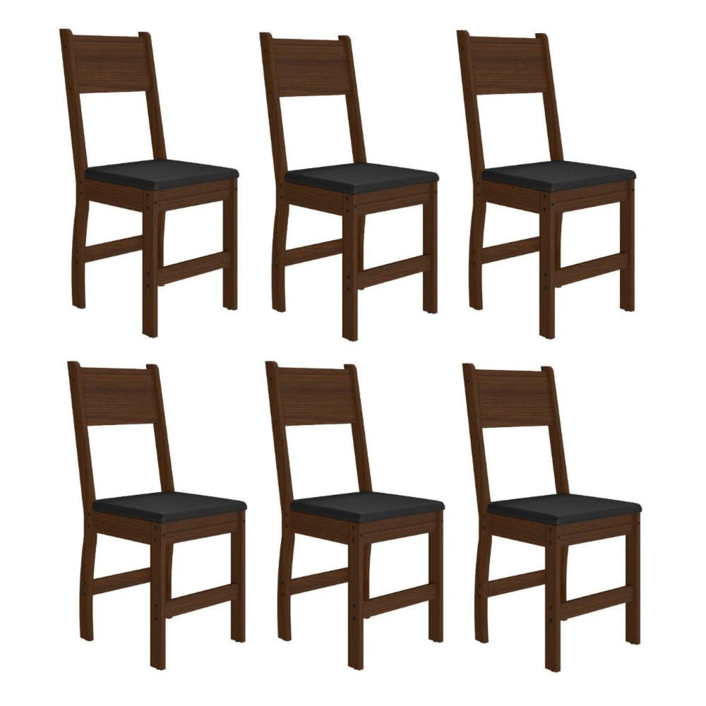 Miniatura Kit 6 Cadeiras para Cozinha Milano Amêndoa/Preto