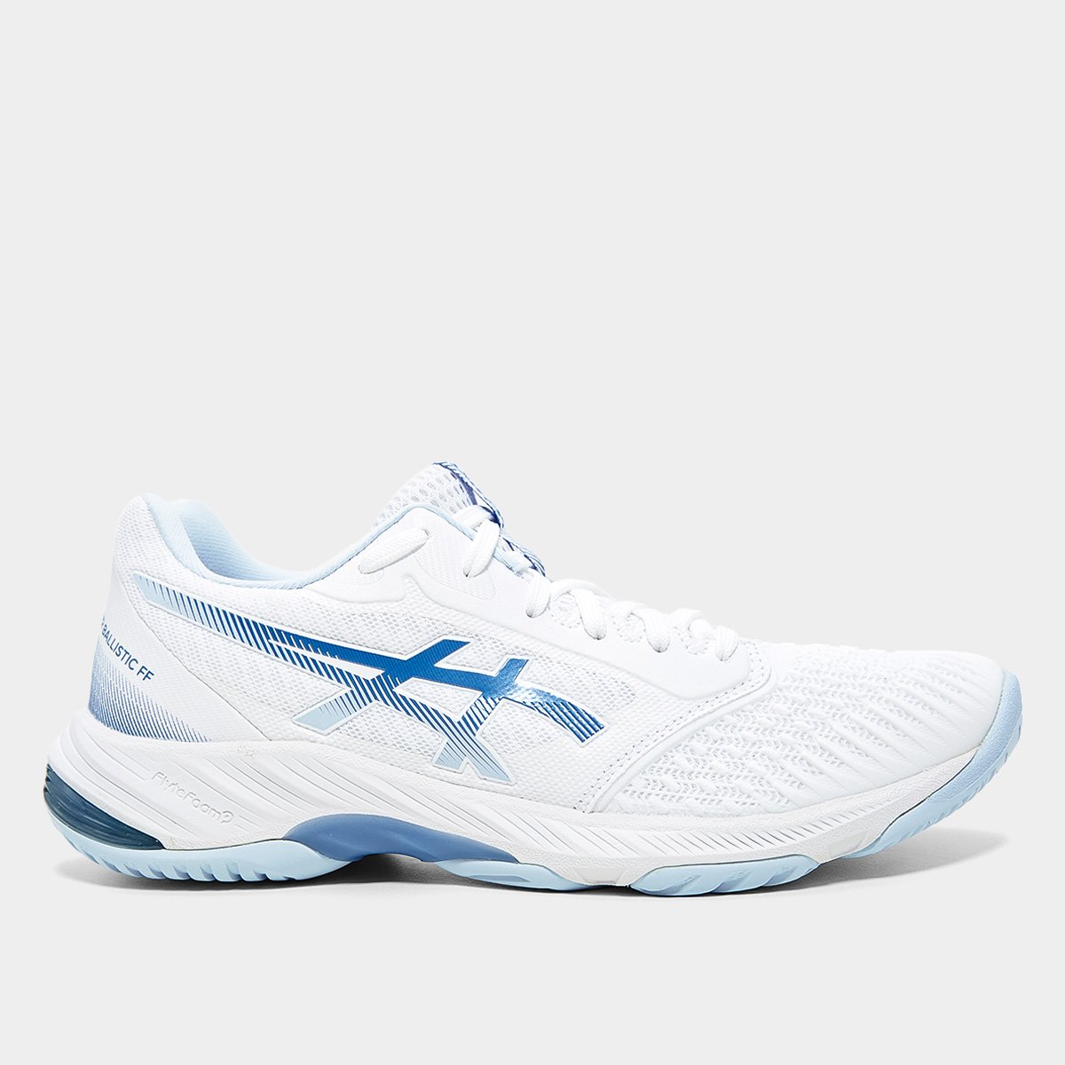 Miniatura Tênis Asics Netburner Ballistic FF 3 Feminino Branco+Azul - 39