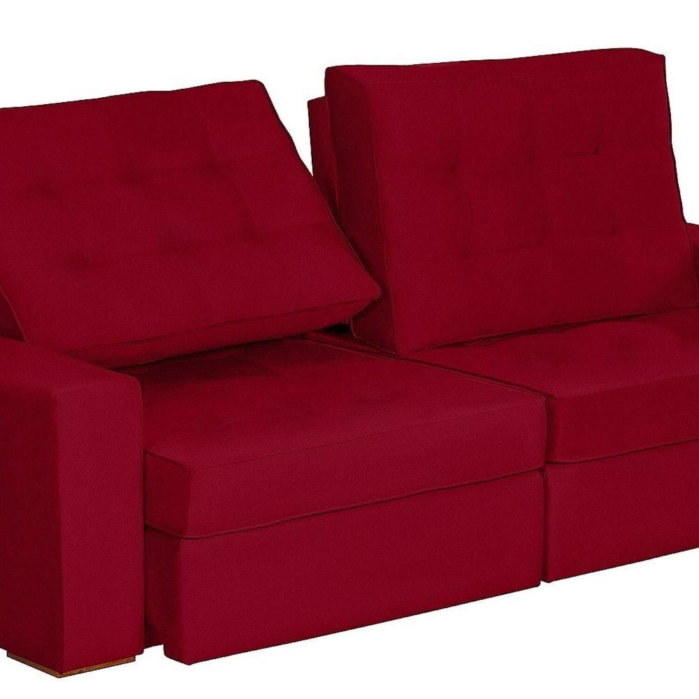 Sofá Curitiba Modular 3 Lugares 230 Cm Retrátil Reclinável Yescasa Vermelho