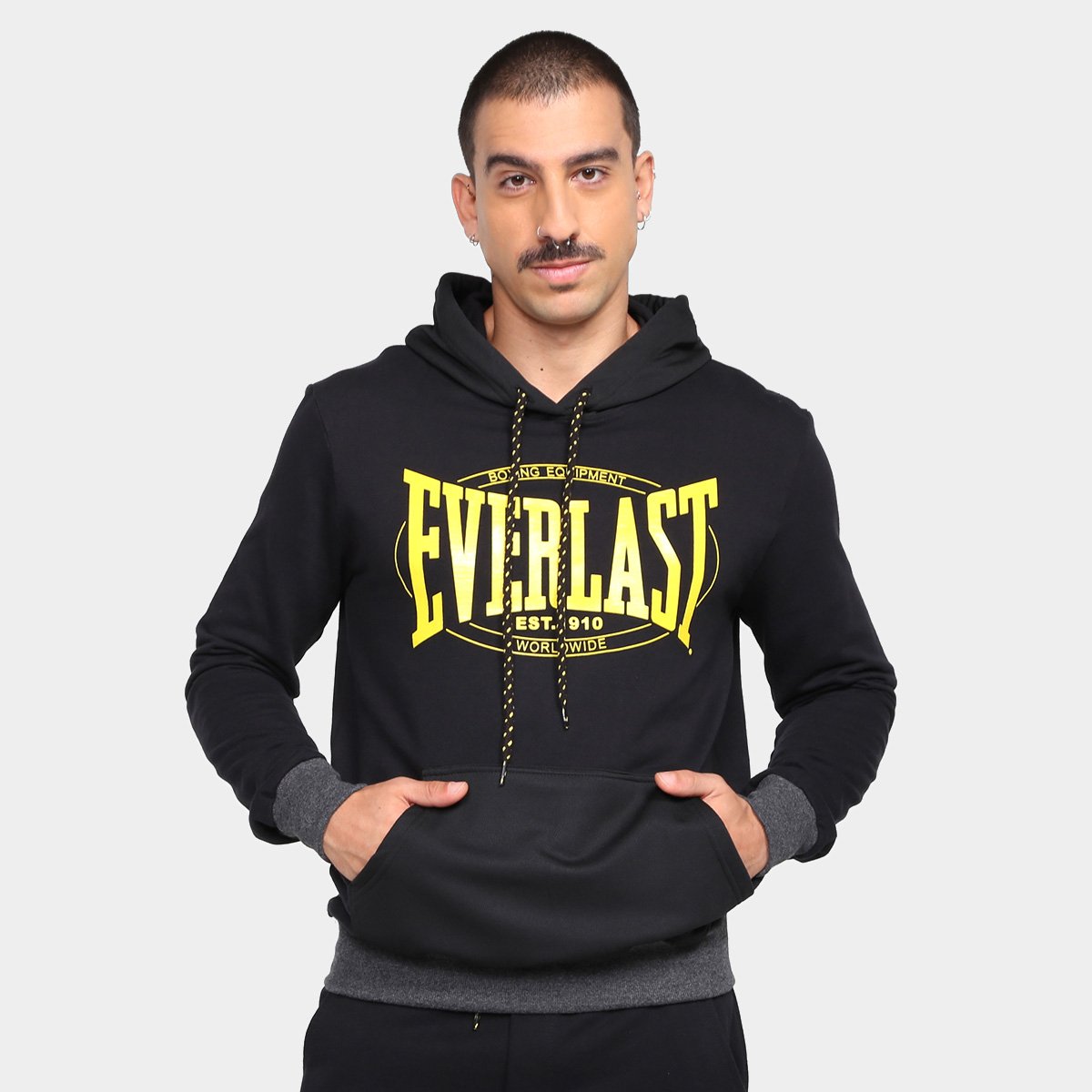 Miniatura Moletom Everlast Estampado C/ Capuz Masculino Preto - P