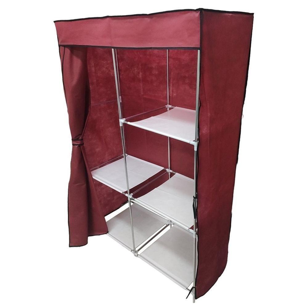 Miniatura Guarda Roupa Grande 105cm Estante Cabideiro Arara Portatil Multiuso Sapatos Roupas Praia Vermelho Luxo