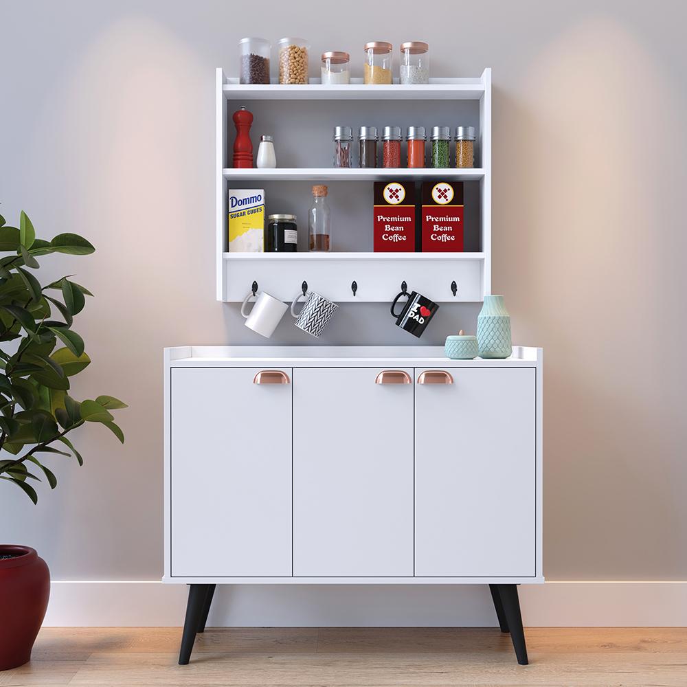 Miniatura Kit Aparador Buffet Organizador Prateleira Interna Truzzi Armário Parede Porta Condimentos Cozinha Amélia - Branco - RPM Móveis