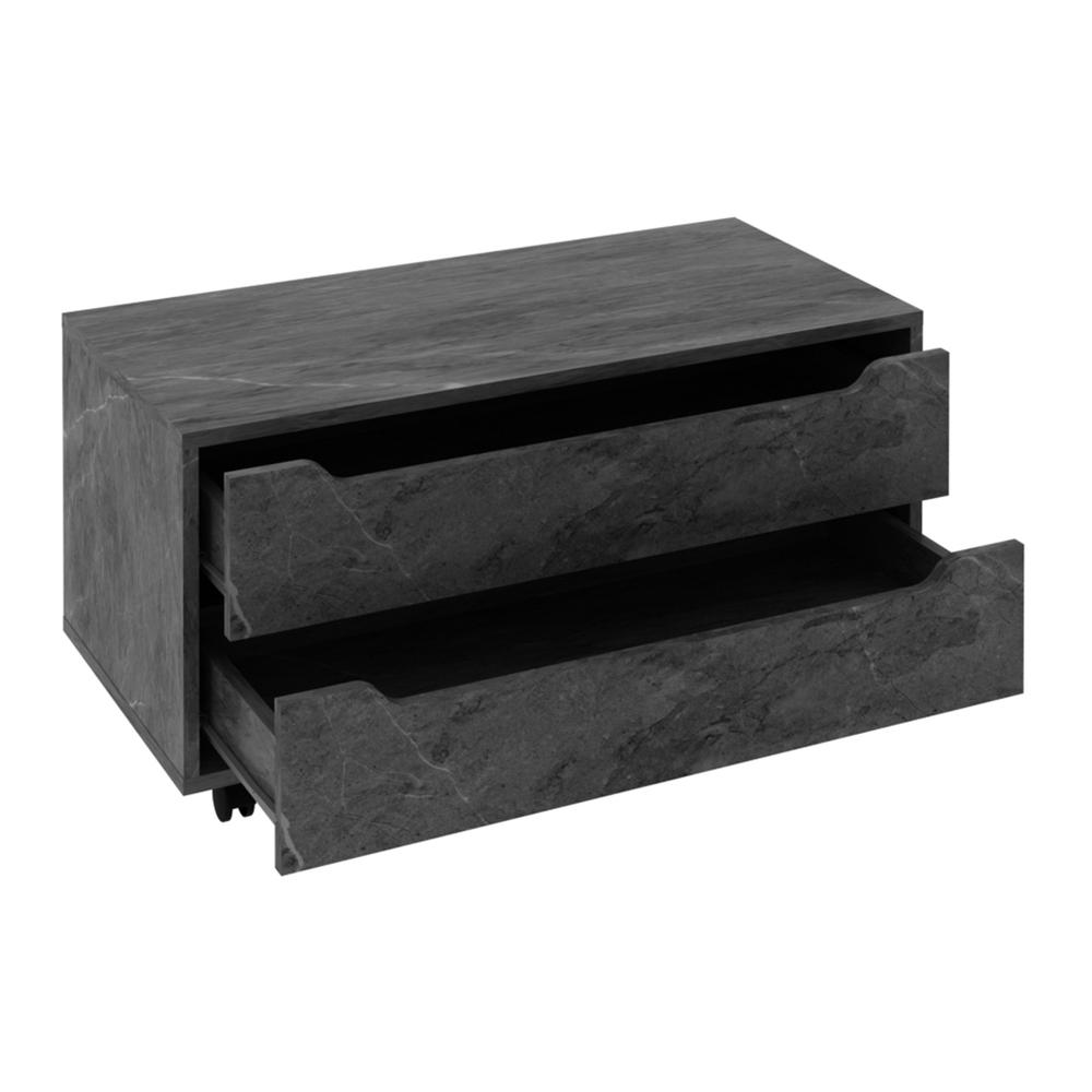 Miniatura Gabinete Banheiro 80cm 2 Gavetas Retrô com Rodízios Multimóveis CR10121 Mármore Lunar