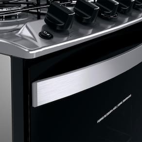 Fogão Brastemp 4 Bocas BFO4NBR Clean com Mesa de Inox, 2 Prateleiras Ajustáveis e Acendimento automático Bivolt – Inox