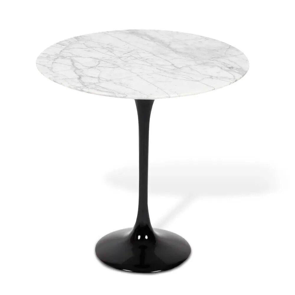 Miniatura Mesa Saarinen Lateral Carrara 42cm - Base Preta