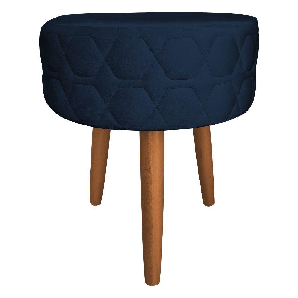 Miniatura Puff Banqueta Metalada 40cm Vermelha Cor Azul Royal