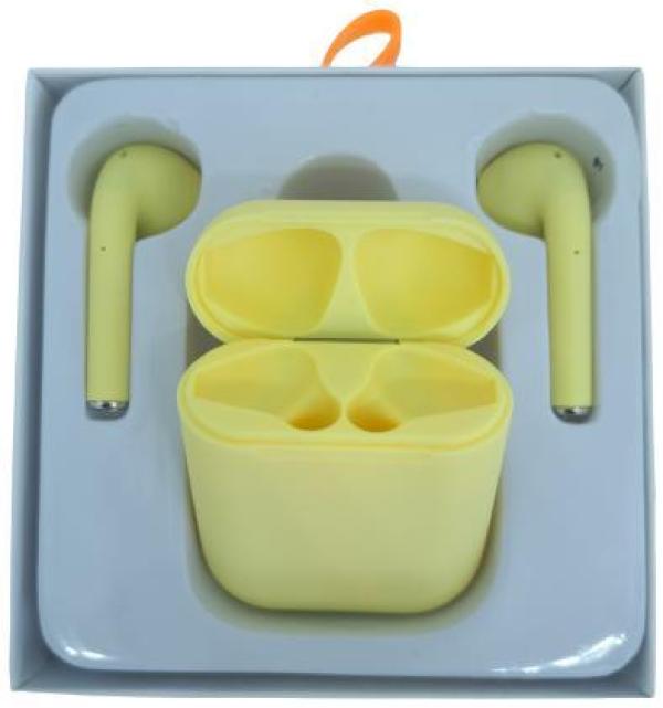 Miniatura Fone De Ouvido Sem Fio I12 Tws Bluetooth Com Touch - Amarelo