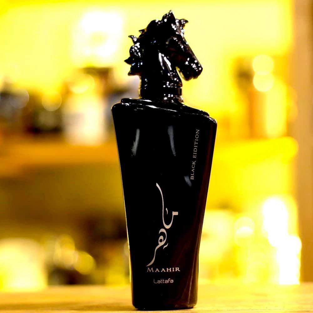 Miniatura Perfume Maahir Black Lattafa Eau De Parfum Unissex 100ml