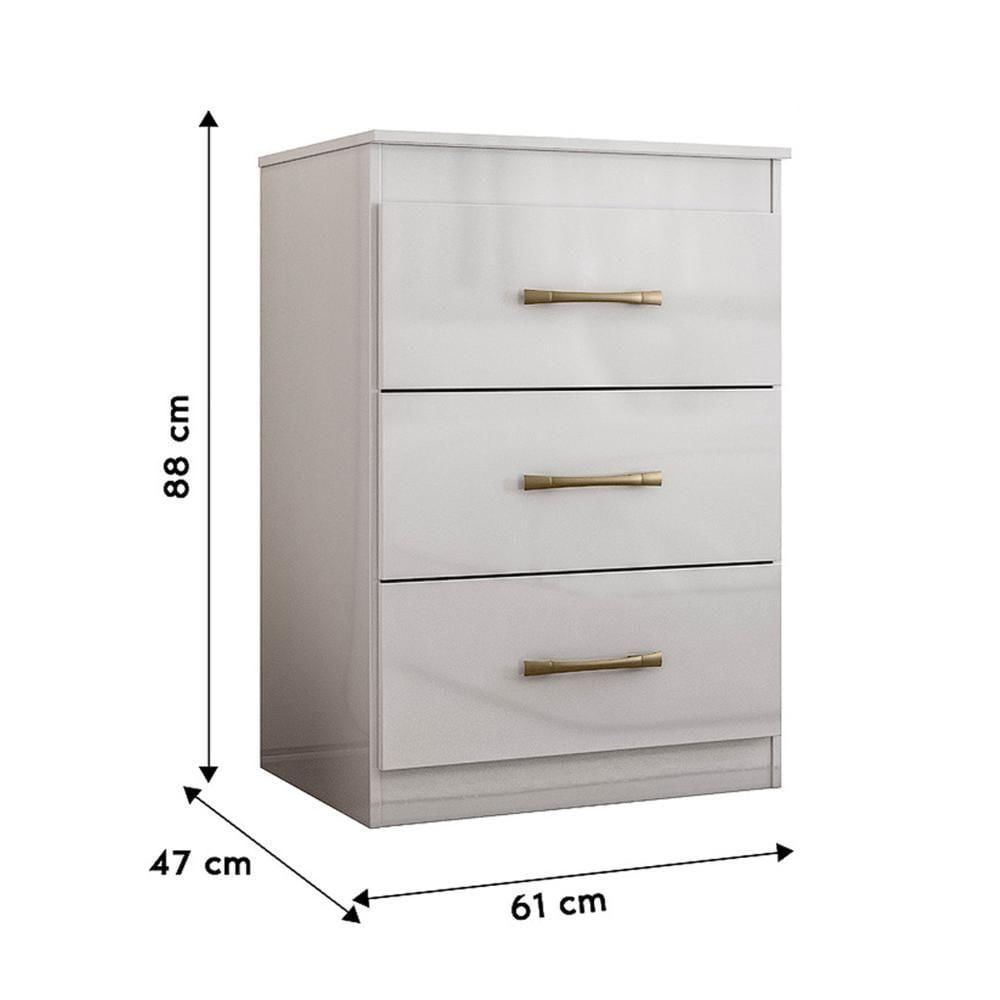 Miniatura Cômoda Com 3 Gavetas Vitoria - Branco Branco