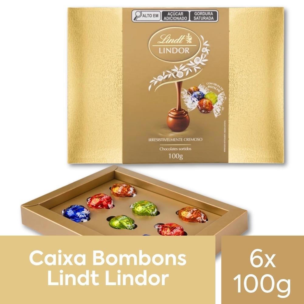 Miniatura Bombons De Chocolate Lindt Lindor Kit 6 Caixas Presente 100G