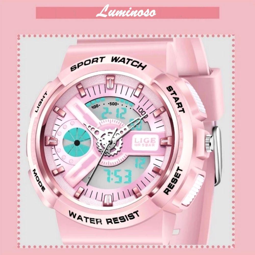 Miniatura Relógio Digital Feminino Duplo Display Esportivo Movimento De Quartzo