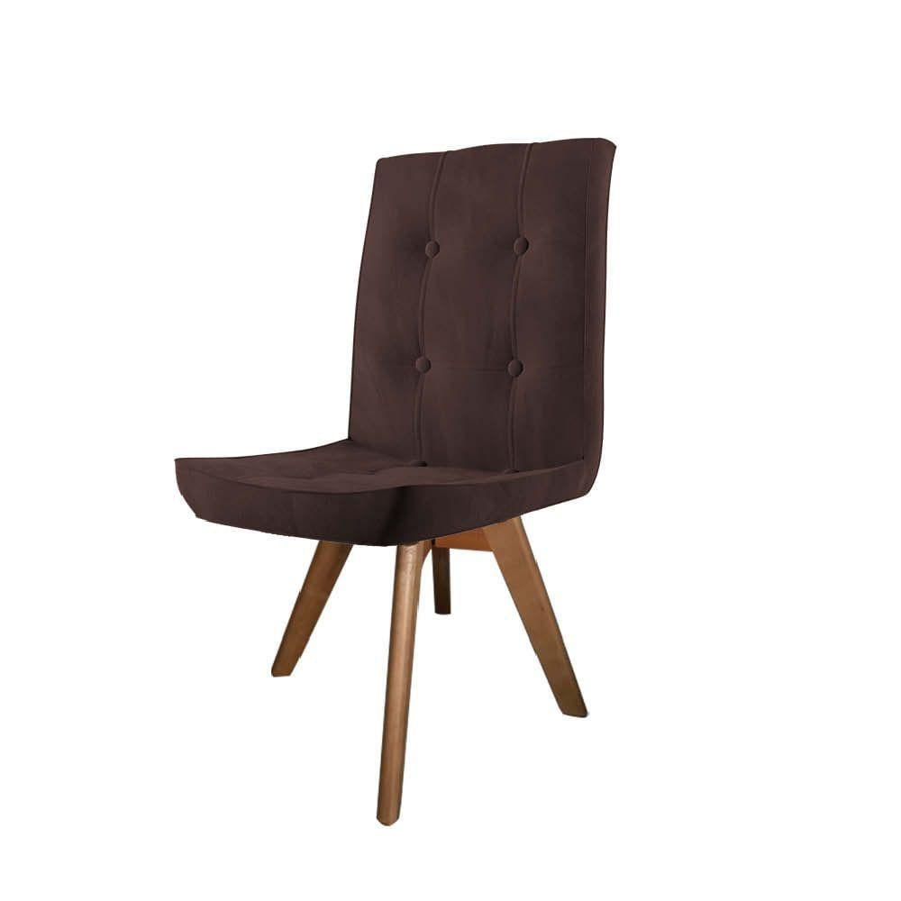 Miniatura Conjunto 03 Cadeira De Jantar Drop Com Botão Base Giratória Carvalho Corino Marrom