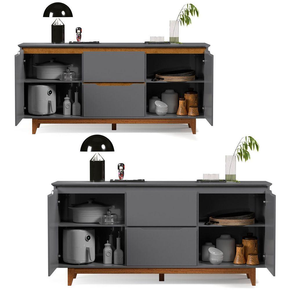 Buffet Aparador 2 Portas E 2 Gavetas Flop Cinza