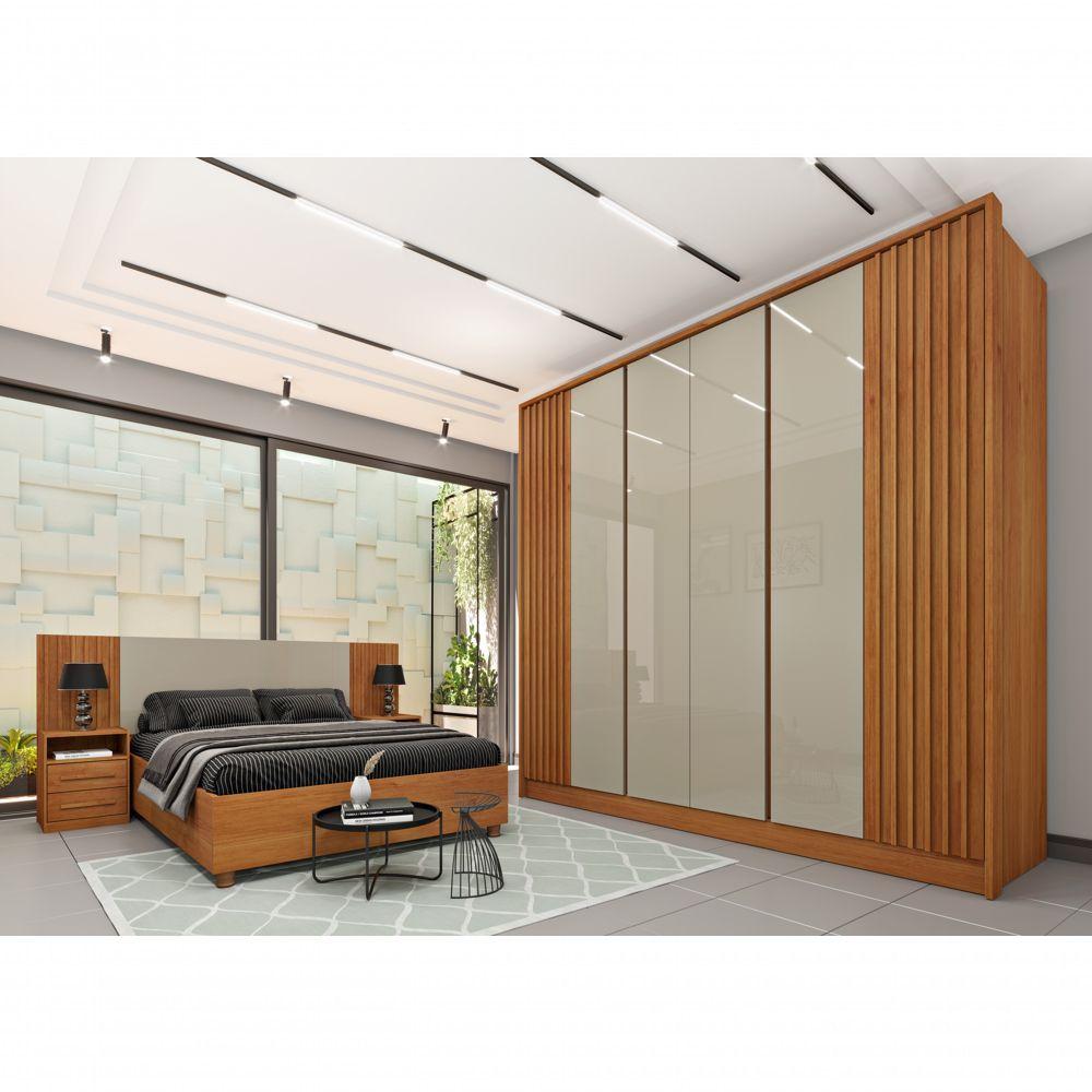 Miniatura Roupeiro 6 Portas Barcelona Ripado Tcil Cinamomo Off White