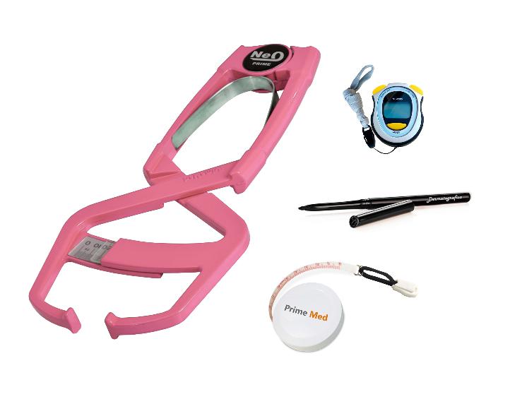 Miniatura Adipômetro Rosa Clínico Prime Med com Trena Corporal