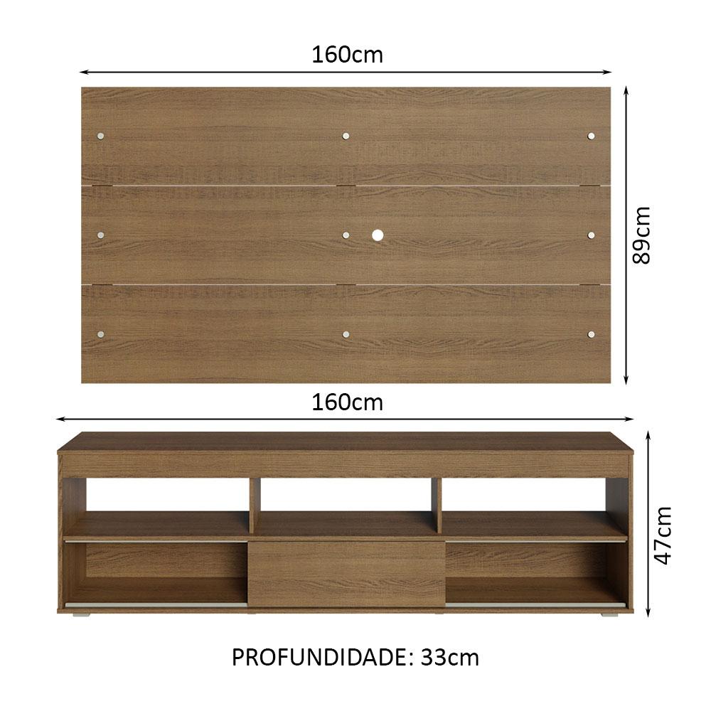 Miniatura Rack com Painel para TV até 65 Polegadas Rustic Orlando Madesa Rustic