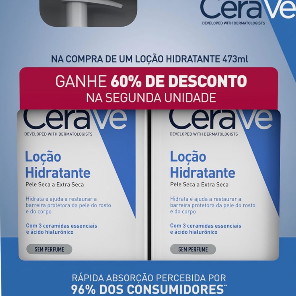 Miniatura Cerave Loção Hidratante pele Seca A Extra Seca sem Perfume 473ml + Ganhe Desconto de 60% 2° Unidade