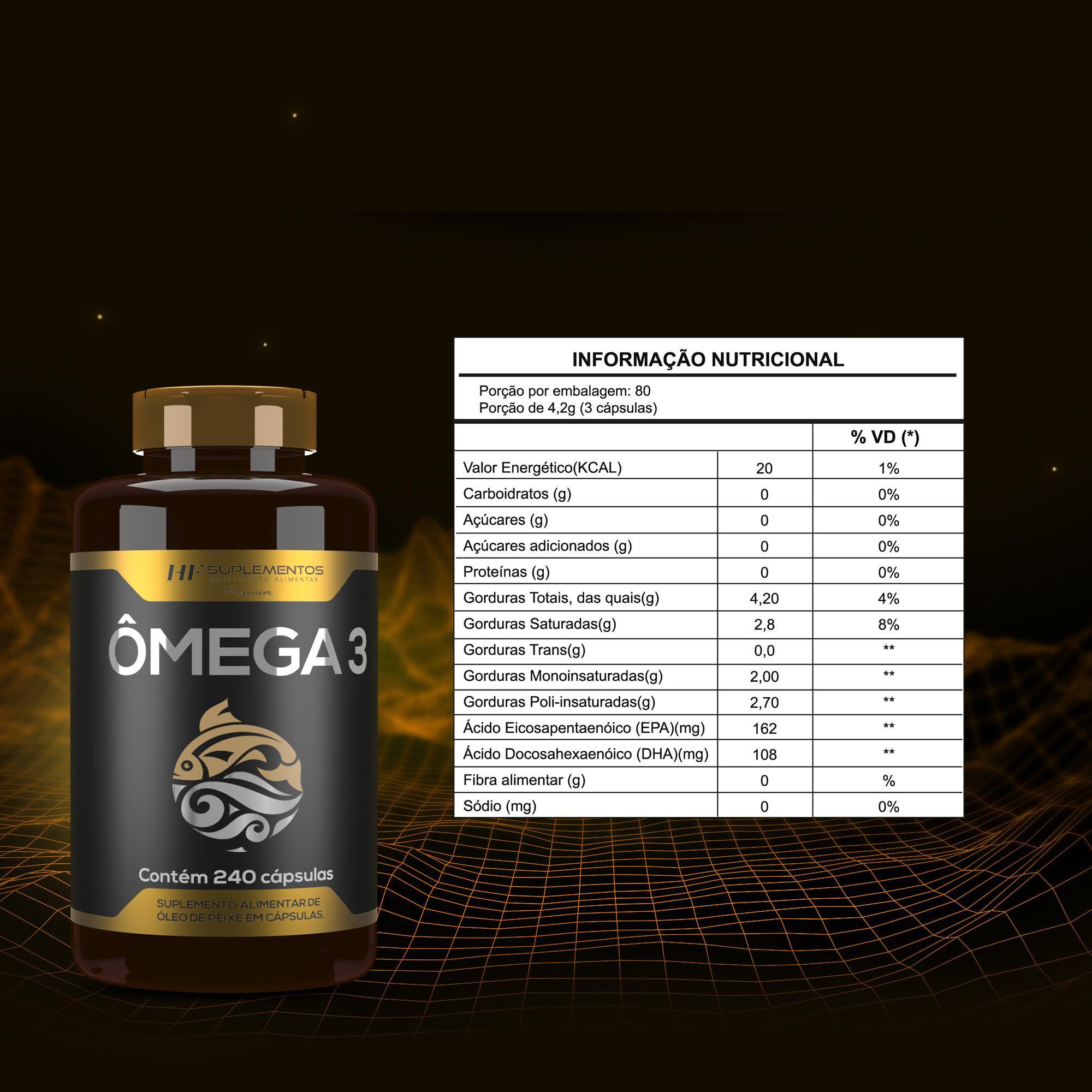 Miniatura 3X Omega 3 Oleo De Peixe Premium 240Caps Hf Suplementos