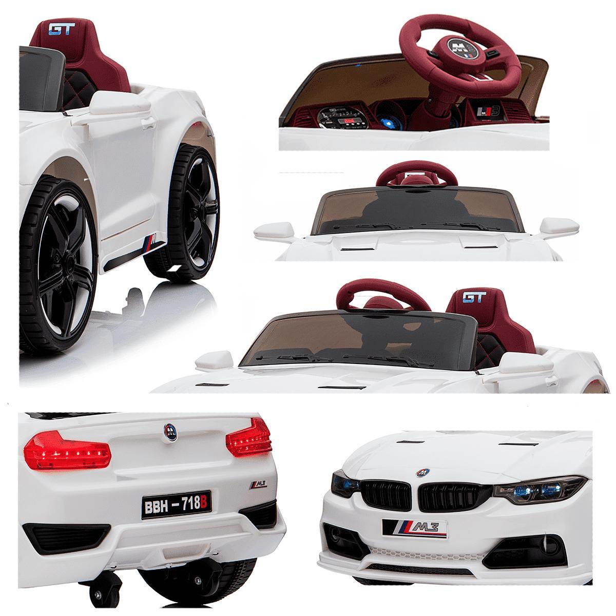 Miniatura Carrinho Elétrico Infantil Mini Bmw M3 Luxo Branco 12V