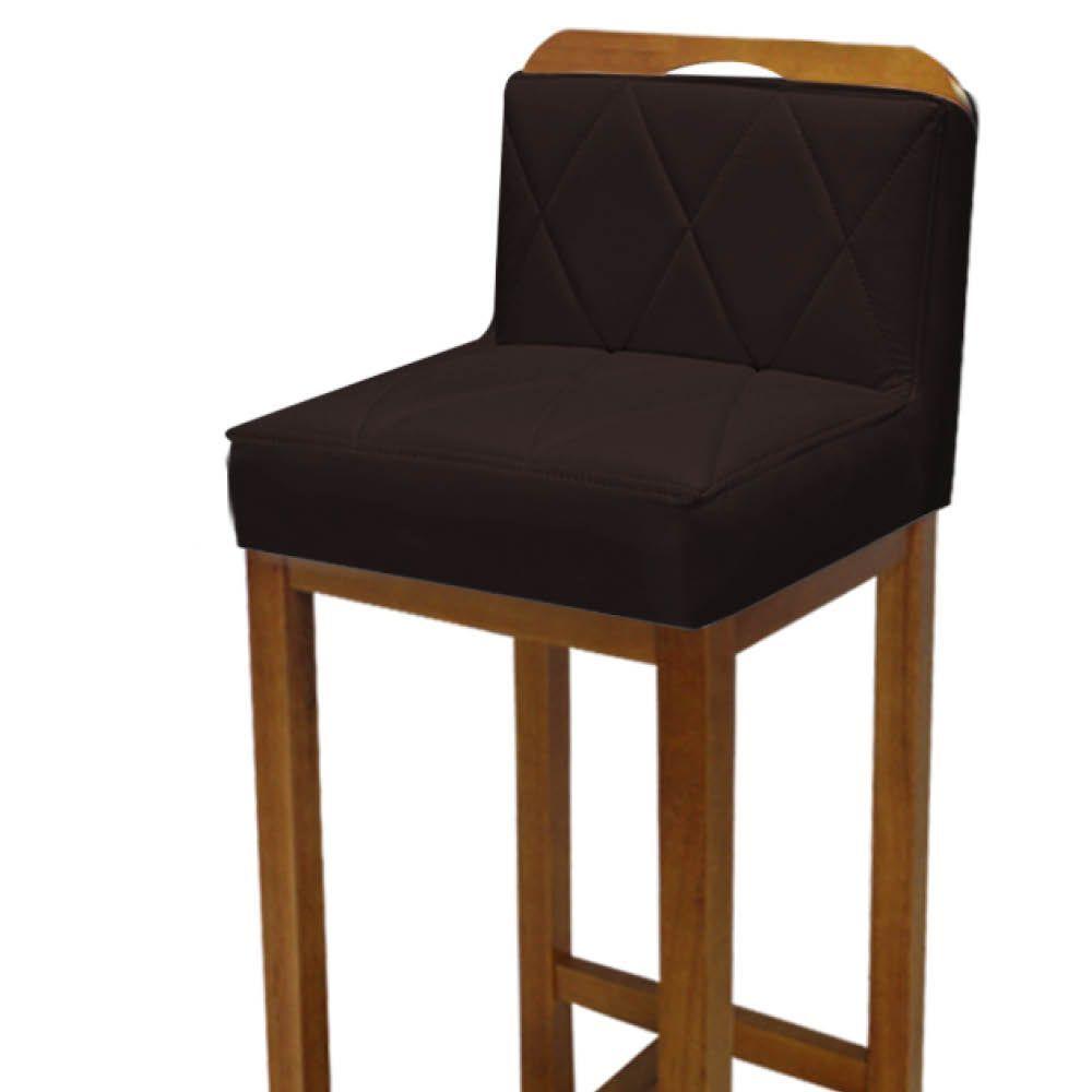 Miniatura Banqueta Alta Com Encosto Simon Balcão Bistrô Base Madeira Rústico Sintético Marrom