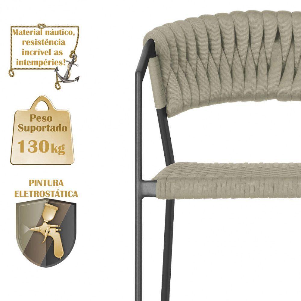 Miniatura 6 Cadeiras Tricô Náutico E Alumínio Proteção Uv Varanda Dark Rami