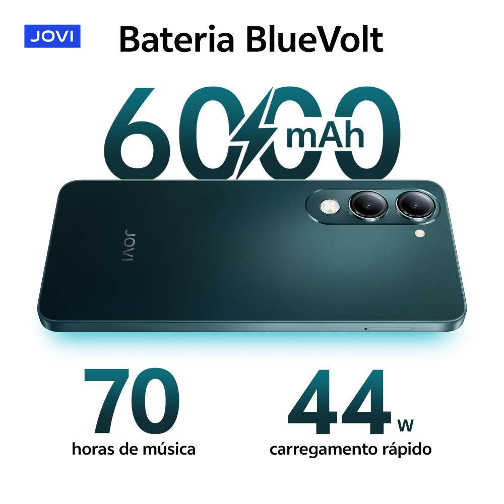 Miniatura Smartphone Jovi Y29s 5g 256gb, 8+8gb Ram Turbo, Câmera 50mp, Dimensity 6300, Bateria 6000mah, Carregamento 44w - Preto Jade CELULAR JOVI Y29S 256GB DUAL SIM 8GB RAM - Preto