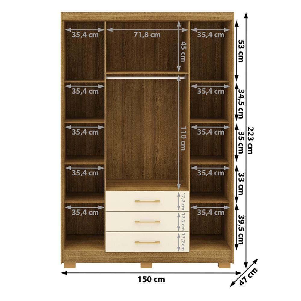 Miniatura Guarda Roupa Solteiro 120 Cm 4 Portas 10088 Nature Champanhe Vlr Nature Champanhe