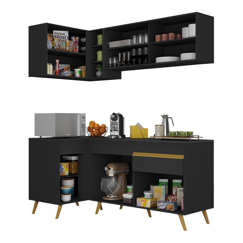 Miniatura Armário De Cozinha Compacta De Canto V2056Dourado